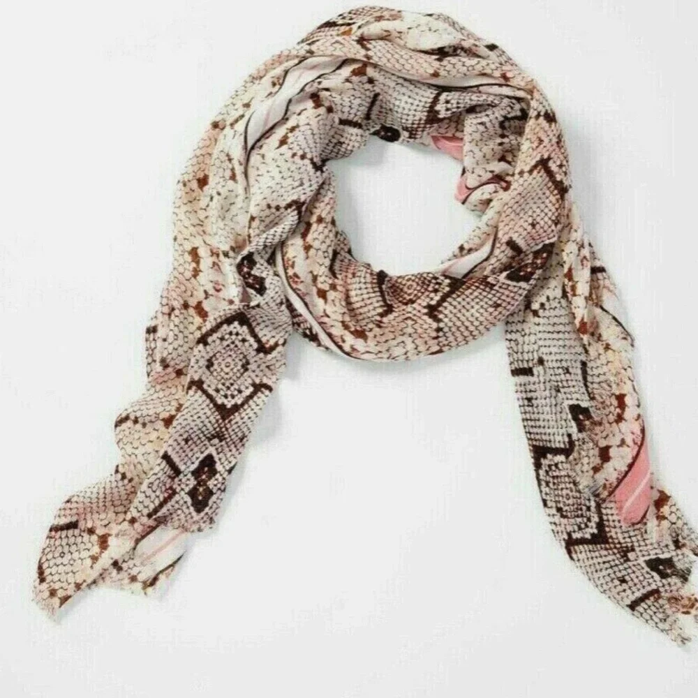 J. Jill Pink and Brown Snake-Print Scarf New with Tag